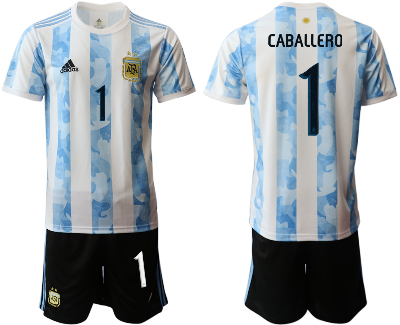 Men 2020-2021 Season National team Argentina home white #1 Soccer Jersey